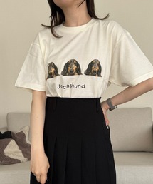 cuorequal（クオレコール）の「犬プリント半袖Tシャツ（Tシャツ/カットソー）」