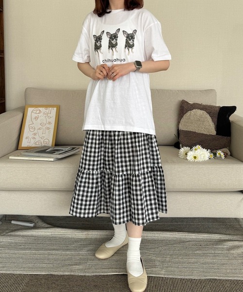 cuorequal（クオレコール）の「犬プリント半袖Tシャツ（Tシャツ/カットソー・レディース・A/B/E/D/C/F/J/I/H/G・LARGE/MEDIUM/SMALL）」の14枚目の写真