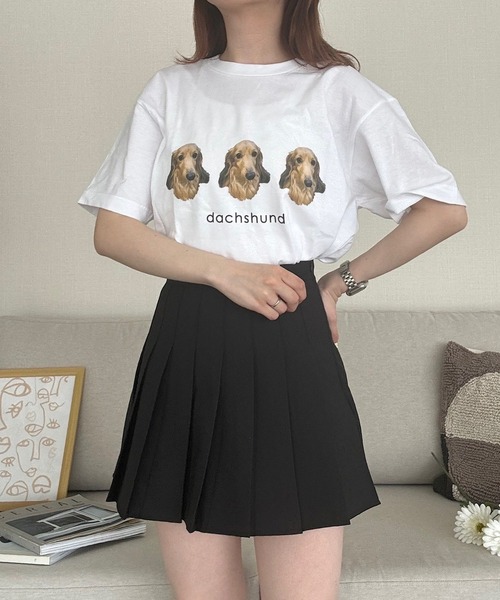 tシャツ 犬プリントロングTシャツ レディース : ZOZOTOWN Yahoo