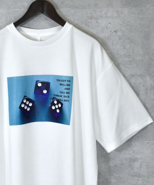 Ritzy（リッツィー）の「ダンボールニット クルーネック転写プリントTシャツ(DICE) レディース メンズ（Tシャツ/カットソー・メンズ・ブラック/ホワイト/チャコール・LARGE/X-LARGE/MEDIUM）」の2枚目の写真