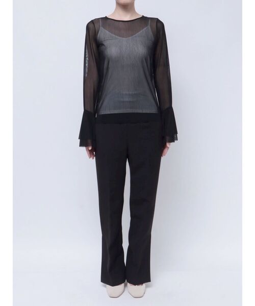 LAGUNAMOON(ラグナムーン)の「フレアスリーブチュールトップス(Tシャツ/カットソー・レディース・アイボリー/ブラック・FREE)」の19枚目の写真