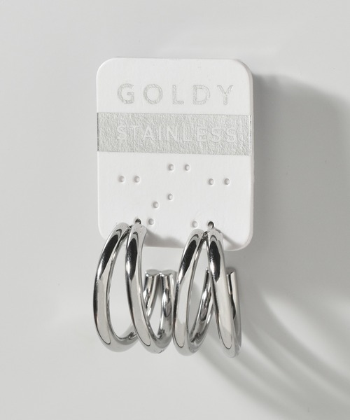 GOLDY(ゴールディ)の「【金属アレルギー軽減】ダブル ライン フープ ステンレス ピアス(ピアス(両耳用)・レディース・シルバー/ゴールド・FREE)」の5枚目の写真