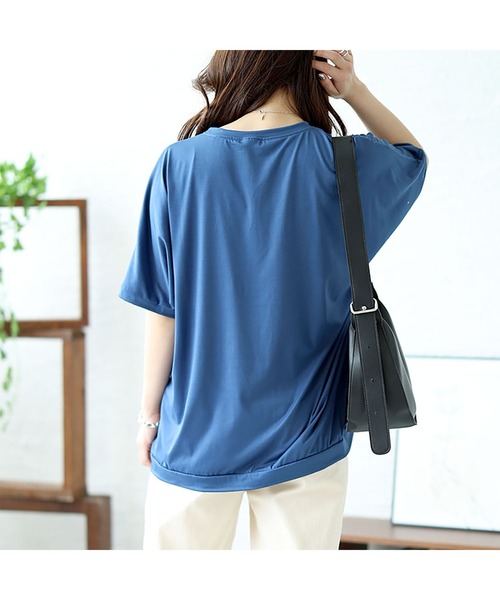 GOLDJAPAN(ゴールドジャパン)の「ストレッチドルマントップス【大きいサイズ対応】(Tシャツ/カットソー・レディース・ネイビー/ホワイト/ピンク/ブラック・3L/4L/LL)」の17枚目の写真