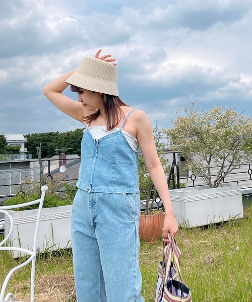 AS KNOW AS plus(アズノゥアズプラス)の「◎アソートデザイン フロントジップデニムビスチェ フロントリボンデニムチュールキャミ(キャミソール・レディース・ブラック系1/ブラック系/ブルー系/ブルー系1・FREE)」の9枚目の写真