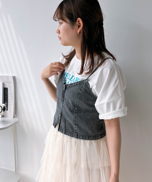 AS KNOW AS plus(アズノゥアズプラス)の「◎アソートデザイン フロントジップデニムビスチェ フロントリボンデニムチュールキャミ(キャミソール・レディース・ブラック系1/ブラック系/ブルー系/ブルー系1・FREE)」の18枚目の写真