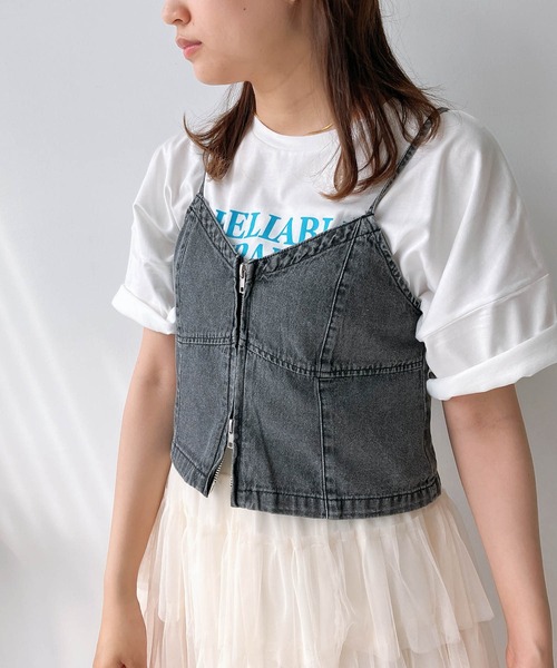 AS KNOW AS plus(アズノゥアズプラス)の「◎アソートデザイン フロントジップデニムビスチェ フロントリボンデニムチュールキャミ(キャミソール・レディース・ブラック系1/ブラック系/ブルー系/ブルー系1・FREE)」の19枚目の写真