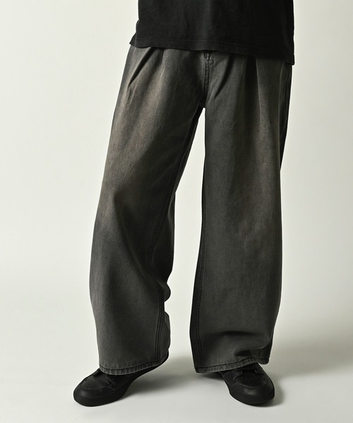 ONE DAY KMC （ワンデイケーエムシー）の「デニム ワイドテーパードPANTS（デニムパンツ・メンズ・ブラック/ブラック系その他/インディゴブルー/ライトインディゴブルー・SMALL/MEDIUM/LARGE）」の3枚目の写真