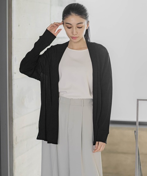 la.f…(ラエフ)の「【WEB別注】コットンテレコカットソーカーディガン≪洗濯機で洗える≫(カーディガン/ボレロ・レディース・ホワイト/ブラック/カーキ/ライトグレー・9号)」の3枚目の写真
