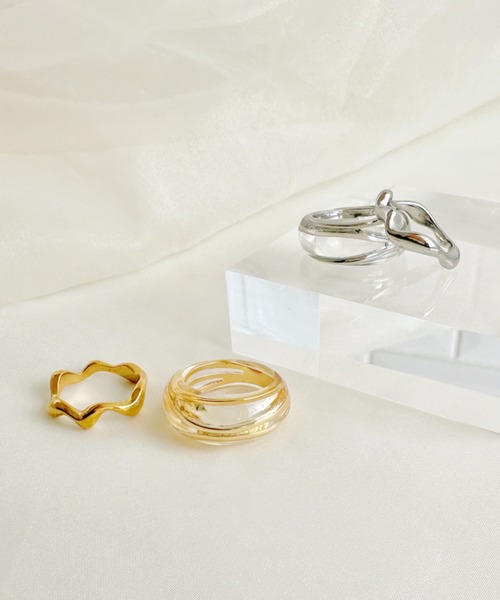 sowang（ソワン）の「【2set/ステンレス】クリアメタルデザイン セットリングclear metal design set ring