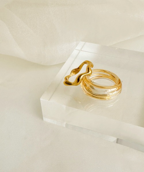sowang(ソワン)の「【2set/ステンレス】クリアメタルデザイン セットリング-clear metal design set ring-(リング・レディース・ゴールド/シルバー・FREE)」の5枚目の写真