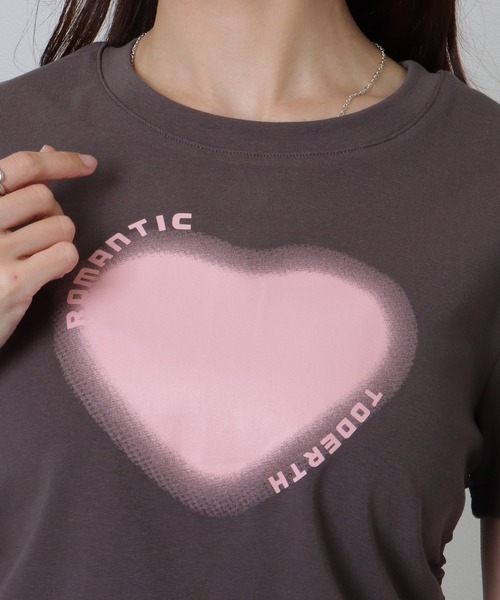 Lace Ladies(レースレディース)の「サイド シャーリング コンパクト 半袖 プリント トップス(Tシャツ/カットソー・レディース・ホワイト/ピンク/グレー・S/M/XL)」の21枚目の写真
