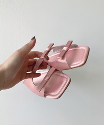 スクエアダブルリボンフラットサンダル【ZOZOTOWN限定アイテム】