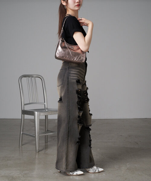 RAY CASSIN(レイカズン)の「切替ヴィンテージバッグ(トートバッグ・レディース・ブラック/シルバー/ブラウン・FREE)」の8枚目の写真