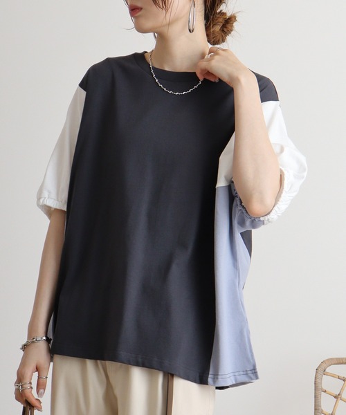 Quelle Chance(ケルシャンス)の「Quelle chance 配色切替プルオーバー(Tシャツ/カットソー・レディース・グレー/チャコールグレー/オフホワイト・M)」の21枚目の写真