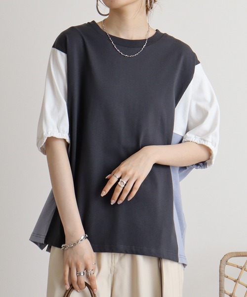 Quelle Chance(ケルシャンス)の「Quelle chance 配色切替プルオーバー(Tシャツ/カットソー・レディース・グレー/チャコールグレー/オフホワイト・M)」の22枚目の写真