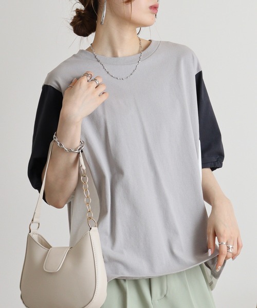 Quelle Chance(ケルシャンス)の「Quelle chance 配色切替プルオーバー(Tシャツ/カットソー・レディース・グレー/チャコールグレー/オフホワイト・M)」の18枚目の写真