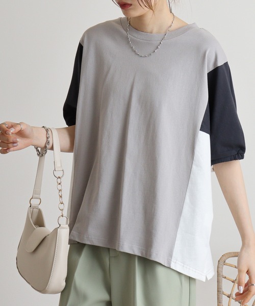Quelle Chance(ケルシャンス)の「Quelle chance 配色切替プルオーバー(Tシャツ/カットソー・レディース・グレー/チャコールグレー/オフホワイト・M)」の17枚目の写真