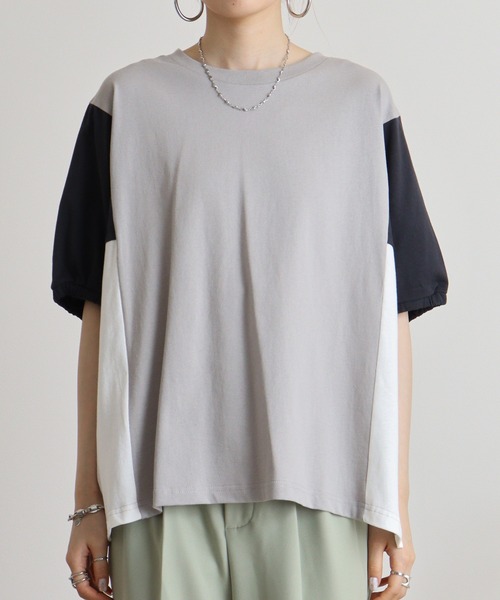 Quelle Chance(ケルシャンス)の「Quelle chance 配色切替プルオーバー(Tシャツ/カットソー・レディース・グレー/チャコールグレー/オフホワイト・M)」の13枚目の写真