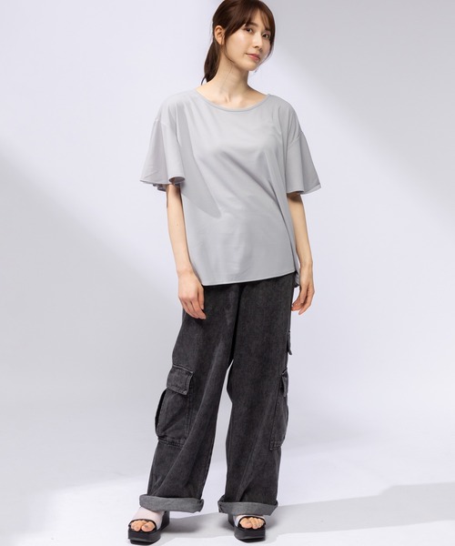 AnNet(アネット)の「【ウエストゴム仕様】 ウォッシュ加工 デニム カーゴパンツ(カーゴパンツ・レディース・ダークグレー/ブルー・4L/3L)」の6枚目の写真
