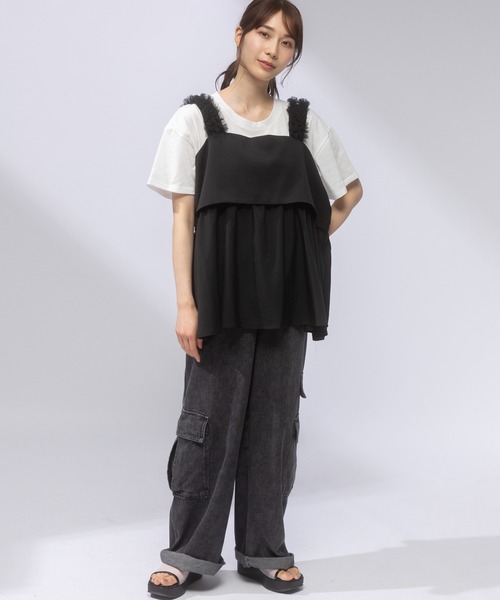 AnNet(アネット)の「【ウエストゴム仕様】 ウォッシュ加工 デニム カーゴパンツ(カーゴパンツ・レディース・ダークグレー/ブルー・4L/3L)」の8枚目の写真