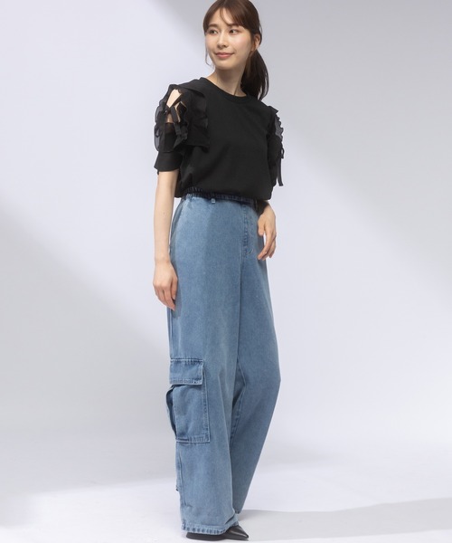 AnNet(アネット)の「【ウエストゴム仕様】 ウォッシュ加工 デニム カーゴパンツ(カーゴパンツ・レディース・ダークグレー/ブルー・4L/3L)」の15枚目の写真