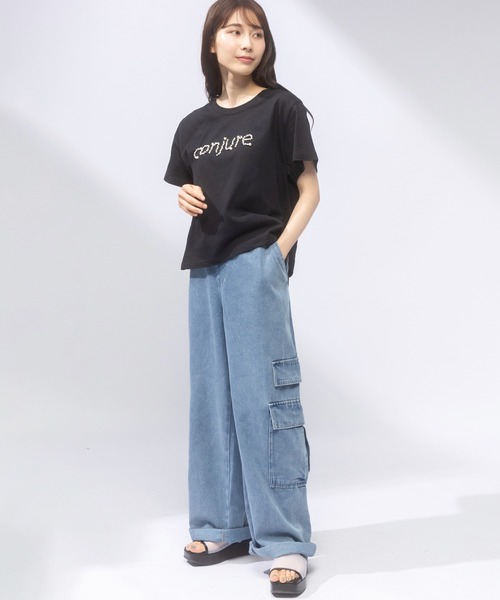 AnNet(アネット)の「【ウエストゴム仕様】 ウォッシュ加工 デニム カーゴパンツ(カーゴパンツ・レディース・ダークグレー/ブルー・4L/3L)」の10枚目の写真