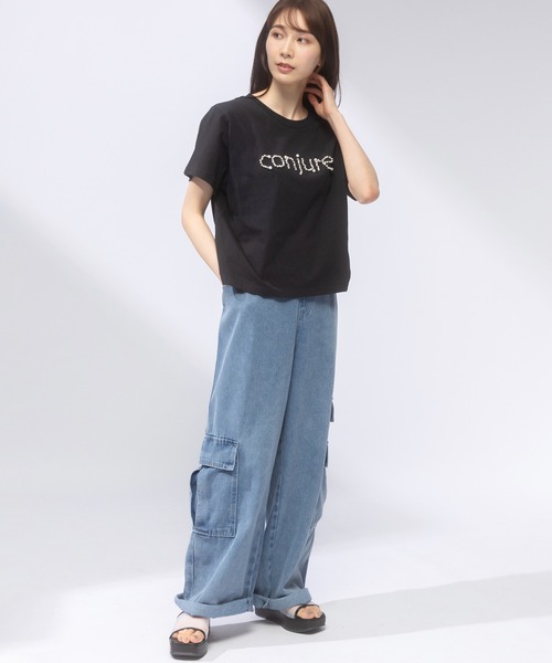 AnNet(アネット)の「【ウエストゴム仕様】 ウォッシュ加工 デニム カーゴパンツ(カーゴパンツ・レディース・ダークグレー/ブルー・4L/3L)」の11枚目の写真
