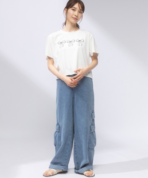 AnNet(アネット)の「【ウエストゴム仕様】 ウォッシュ加工 デニム カーゴパンツ(カーゴパンツ・レディース・ダークグレー/ブルー・4L/3L)」の12枚目の写真