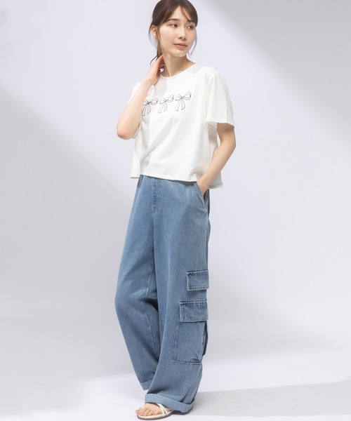 AnNet(アネット)の「【ウエストゴム仕様】 ウォッシュ加工 デニム カーゴパンツ(カーゴパンツ・レディース・ダークグレー/ブルー・4L/3L)」の13枚目の写真