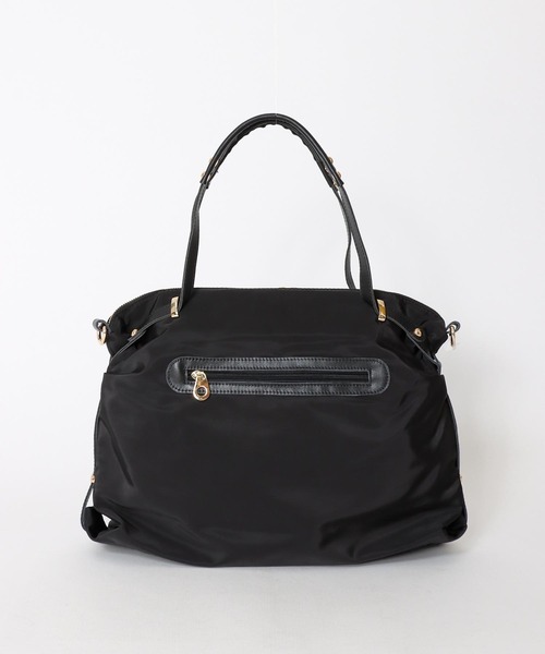 Three Four Time（ｽﾘｰﾌｫｰﾀｲﾑ）の「トリムレザージッパーポケットナイロンBAG　＠（ショルダーバッグ・レディース・ブラック・FREE）」の7枚目の写真