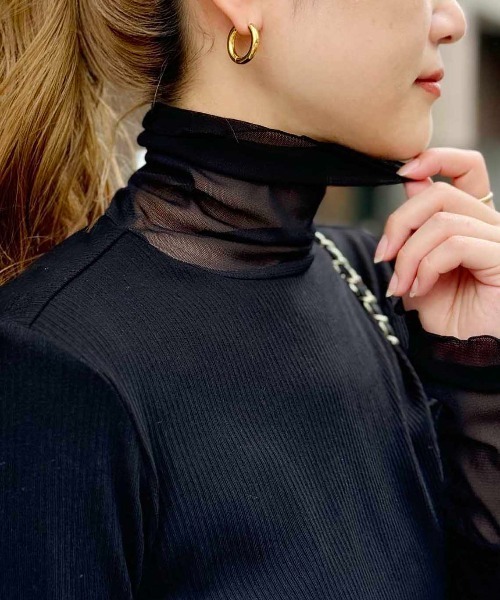 DIARIUM（ディアリウム）の「【日本製】チュール切替えテレコプルオーバー（Tシャツ/カットソー・レディース・グレイッシュベージュ/ブラック/チャコールグレー/オフホワイト・M）」の22枚目の写真