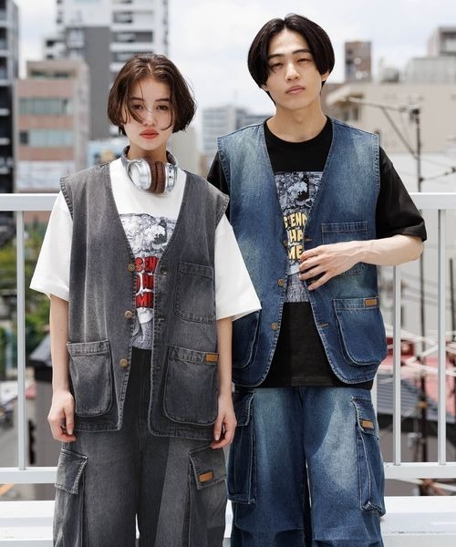 PBLIM（ページボーイリム）の「PBLIM/デニムベスト（ベスト・レディース・ブラック/ブルー・FREE）」の9枚目の写真