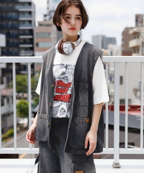 PBLIM（ページボーイリム）の「PBLIM/デニムベスト（ベスト・レディース・ブラック/ブルー・FREE）」の19枚目の写真