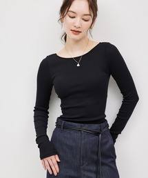 ROPE' | コットンシルク丸胴テレコカップ付き長袖カットソー(Tシャツ/カットソー)