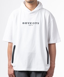 【BOYCOTT/ボイコット】ボックスシルエットフロントロゴプリント半袖プルオーバーフーディ