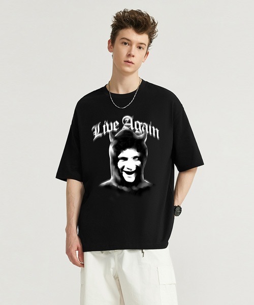 Ressaca(レサーカ)の「オーバーサイズ ヴィンテージライク 古着風プリントTシャツ(Tシャツ/カットソー・メンズ・ブラック/ホワイト系/ホワイト/ブラック系・M/L/XL)」の4枚目の写真