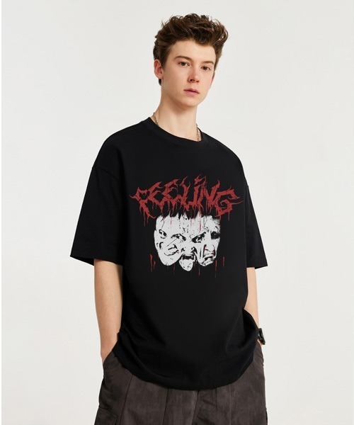 Ressaca(レサーカ)の「オーバーサイズ ヴィンテージライク 古着風プリントTシャツ(Tシャツ/カットソー・メンズ・ブラック/ホワイト系/ホワイト/ブラック系・M/L/XL)」の1枚目の写真