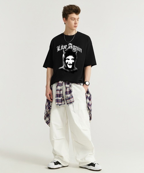 Ressaca(レサーカ)の「オーバーサイズ ヴィンテージライク 古着風プリントTシャツ(Tシャツ/カットソー・メンズ・ブラック/ホワイト系/ホワイト/ブラック系・M/L/XL)」の9枚目の写真