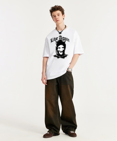 Ressaca(レサーカ)の「オーバーサイズ ヴィンテージライク 古着風プリントTシャツ(Tシャツ/カットソー・メンズ・ブラック/ホワイト系/ホワイト/ブラック系・M/L/XL)」の6枚目の写真