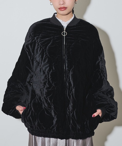 VIOLETTA（ヴィオレッタ）の「キルティングベロアブルゾン（ブルゾン・レディース・ホワイト/ブラック・FREE）」の10枚目の写真