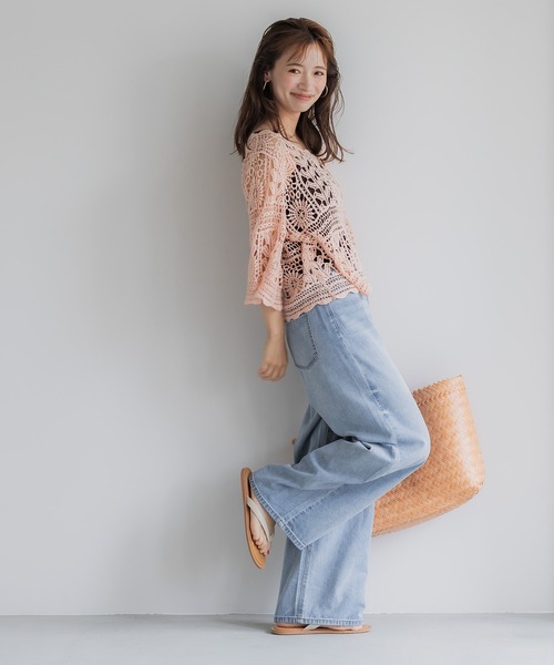 coca（coca）（コカ）の「軽量デニム ウエストゴムパンツ（デニムパンツ・レディース・ライトブルー/ブルー・S/M/L）」の19枚目の写真