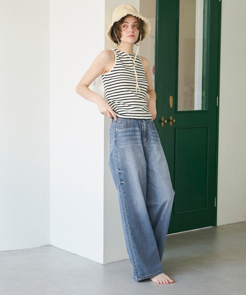 coca（coca）（コカ）の「軽量デニム ウエストゴムパンツ（デニムパンツ・レディース・ライトブルー/ブルー・S/M/L）」の6枚目の写真