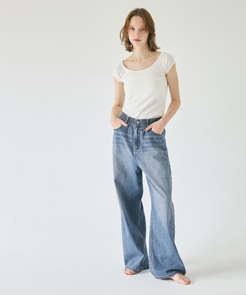 coca（coca）（コカ）の「軽量デニム ウエストゴムパンツ（デニムパンツ・レディース・ライトブルー/ブルー・S/M/L）」の11枚目の写真