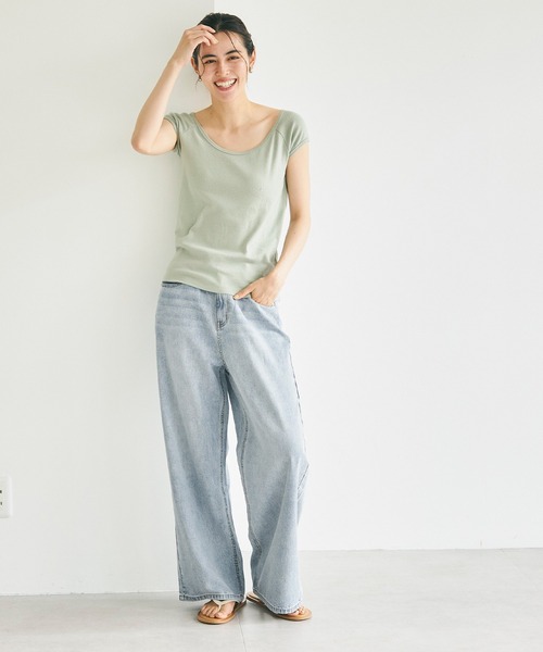 coca（coca）（コカ）の「軽量デニム ウエストゴムパンツ（デニムパンツ・レディース・ライトブルー/ブルー・S/M/L）」の13枚目の写真