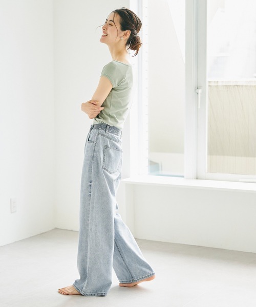 coca（coca）（コカ）の「軽量デニム ウエストゴムパンツ（デニムパンツ・レディース・ライトブルー/ブルー・S/M/L）」の15枚目の写真