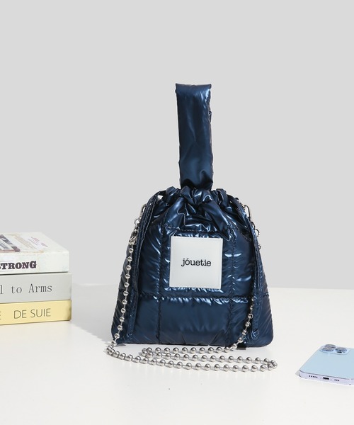 jouetie/ジュエティ】メタリックナイロンキルティング 巾着ショルダー