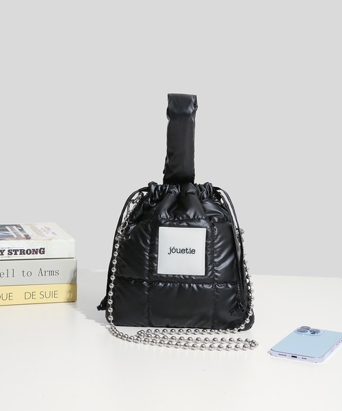 jouetie/ジュエティ】メタリックナイロンキルティング 巾着ショルダー