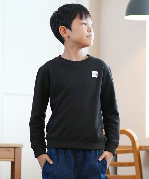 THE NORTH FACE（ザノースフェイス）の「THE NORTH FACE/ザ・ノース・フェイス キッズ スウェット スモールボックスロゴクルー NTJ62431（スウェット・キッズ・ブラック/ミックスグレー・100cm/110cm/120cm/130cm/140cm/150cm）」の4枚目の写真