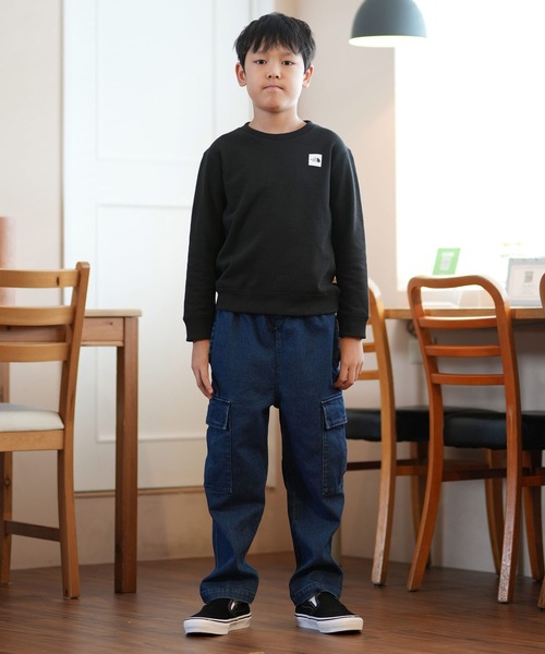 THE NORTH FACE（ザノースフェイス）の「THE NORTH FACE/ザ・ノース・フェイス キッズ スウェット スモールボックスロゴクルー NTJ62431（スウェット・キッズ・ブラック/ミックスグレー・100cm/110cm/120cm/130cm/140cm/150cm）」の6枚目の写真