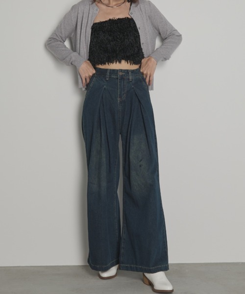 セール】肩リボンフェザーフリンジビスチェ（キャミソール